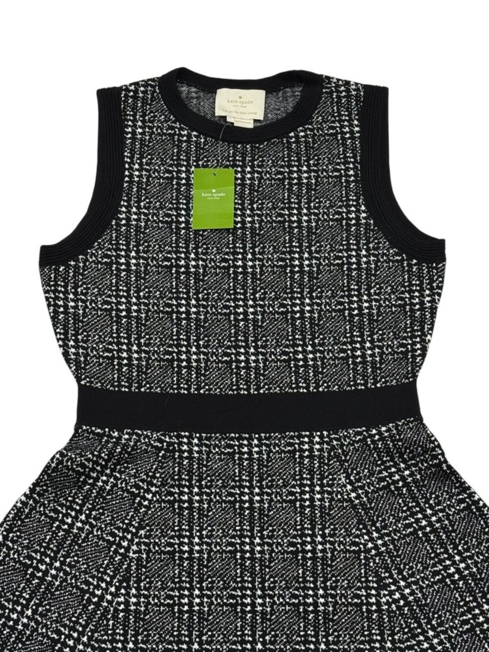 Kate ♠️ Spade "Out West" Mod Plaid Sweater Dress NWT Small Black White Wool NWT - Picture 5 of 10